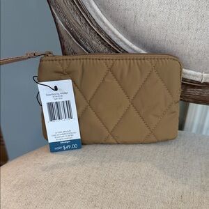 Vera Bradley Tan Quilted Wristlet